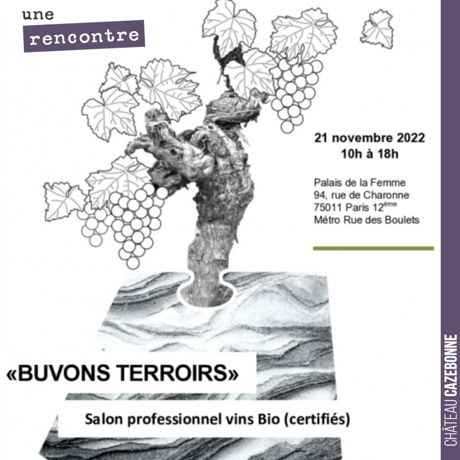 Nous serons présent sur le salon professionnel Buvons Terroir le lundi 21 novembre.
Bloquez la date !
Inscriptions par ici :
https://my.weezevent.com/buvons-terroirs