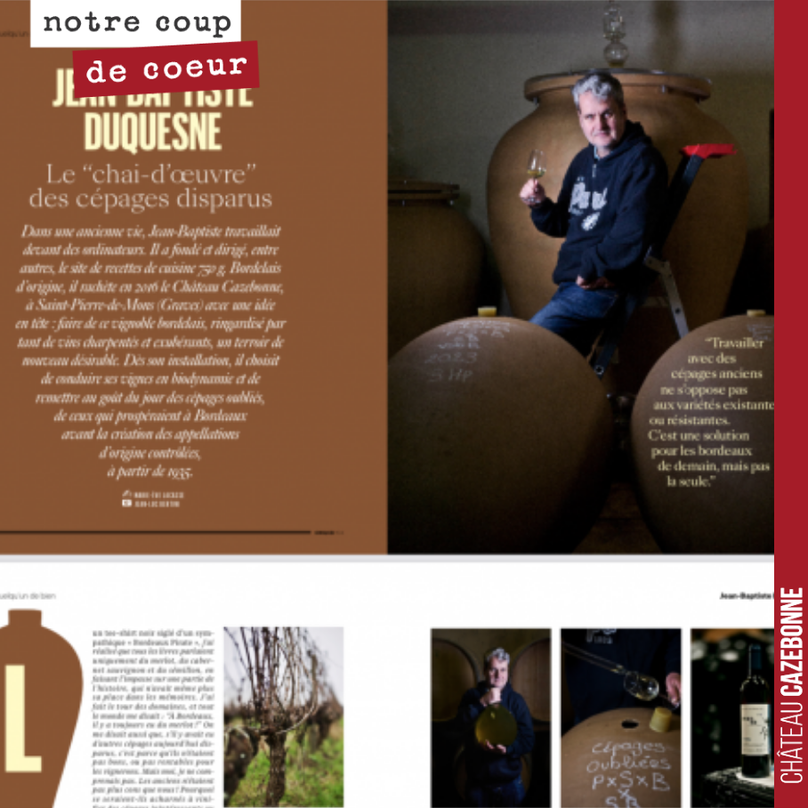 Retrouvez en kiosque le numéro de mars du passionnant magazine ‘C’est meilleur quand c’est bon !’
J’ai eu le grand plaisir d’échanger avec l’excellente Marie-Eve Lacasse sur ma passion pour les cép...