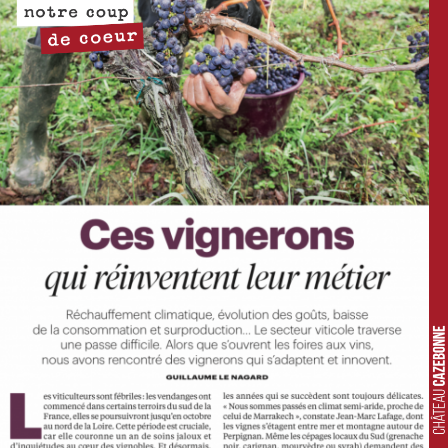 Ravi d’avoir pu échanger avec Guillaume Le Nagard dans le cadre de cette enquête qu’il a effectuée pour le magazine Notre Temps, sur les vignerons qui réinventent leur métier pour répondre aux cris...