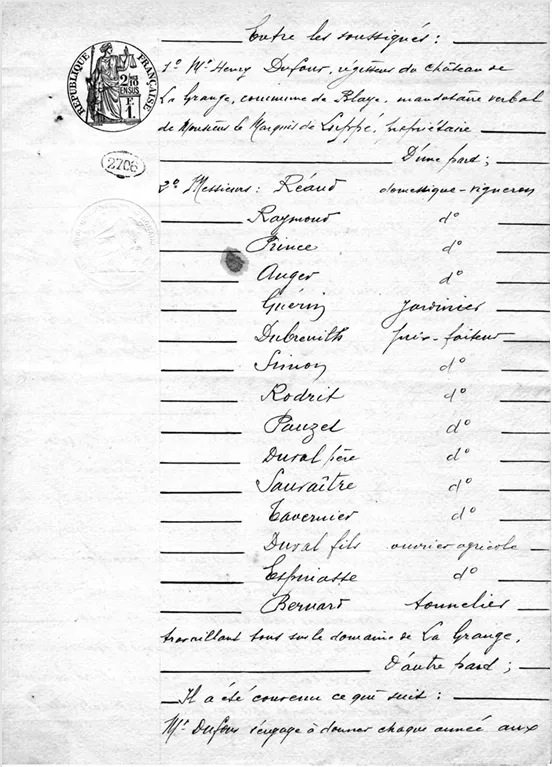 Contrat de piquette de 1907