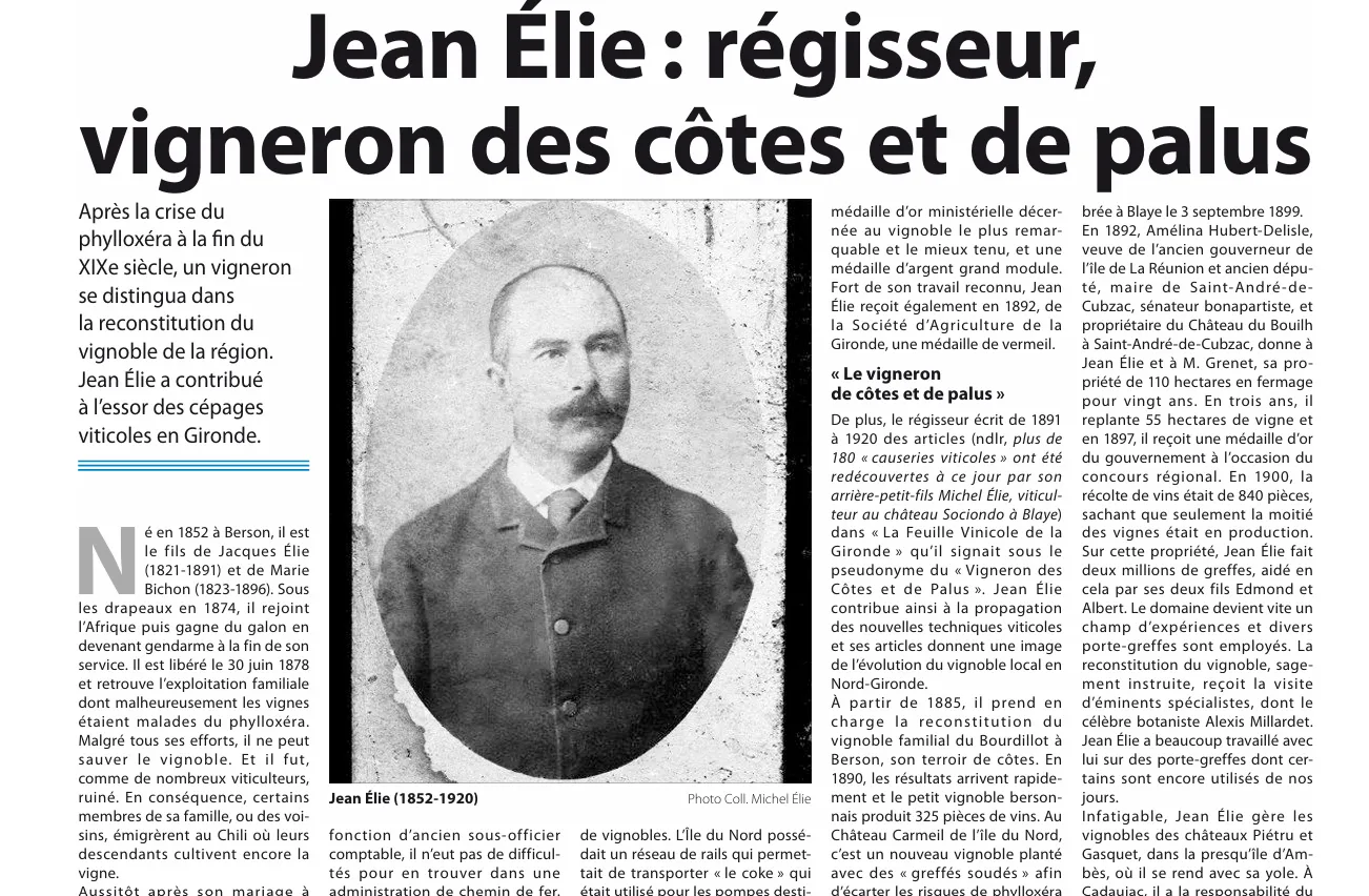 Jean Élie, vigneron des côtes et de palus (1852-1920)