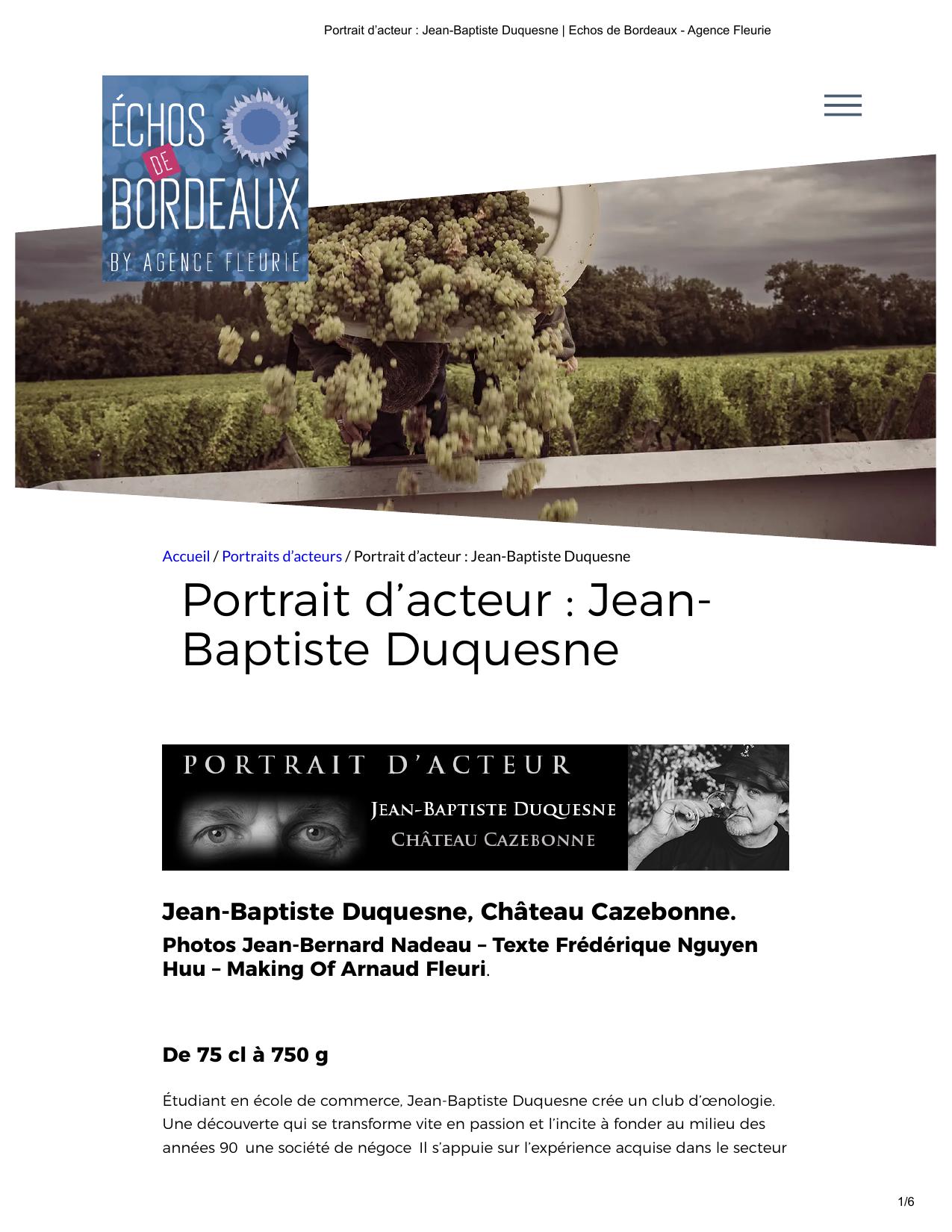 Portrait d’acteur : Jean-Baptiste Duquesne