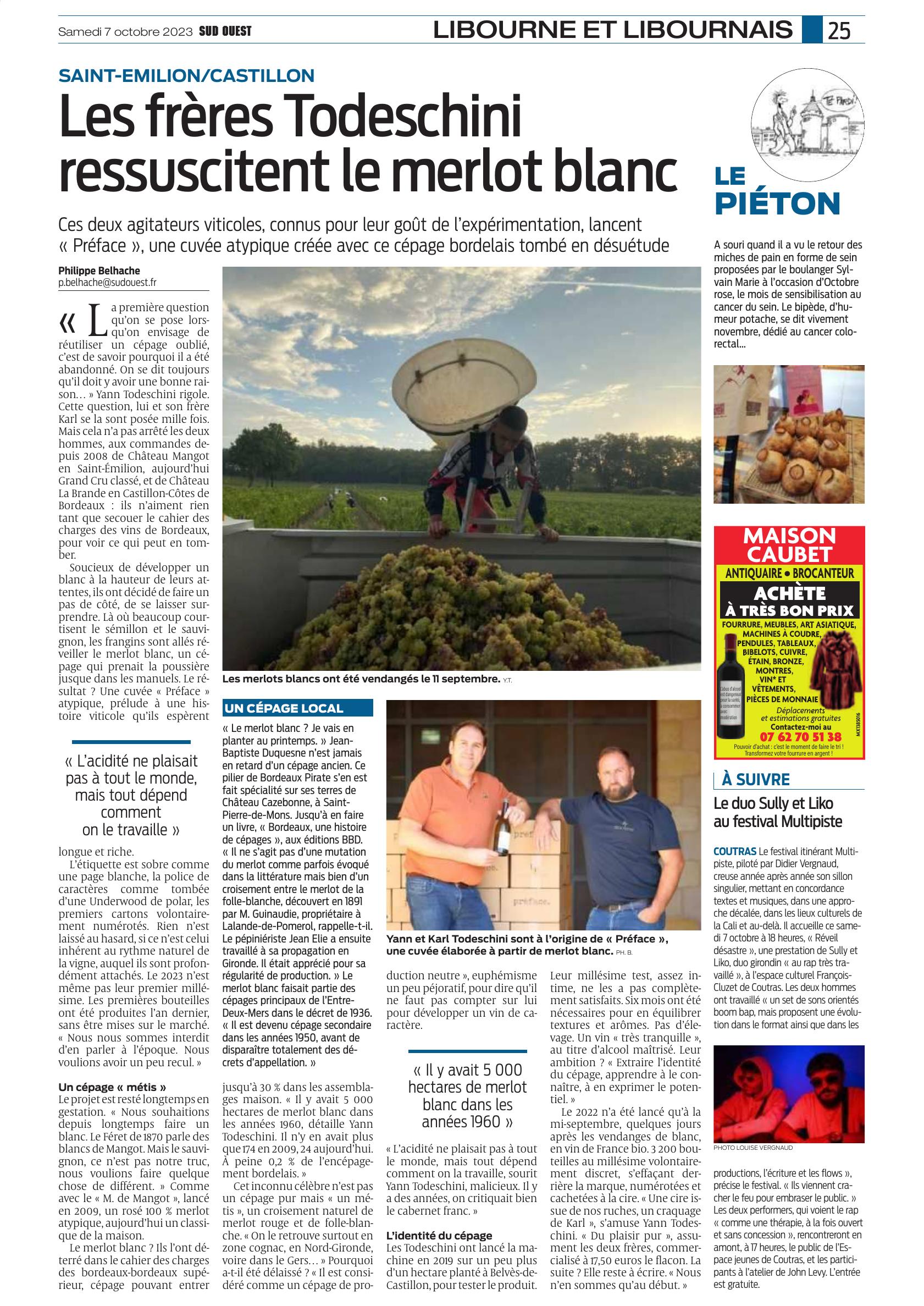 Les frères Todeschini ressuscitent le merlot blanc